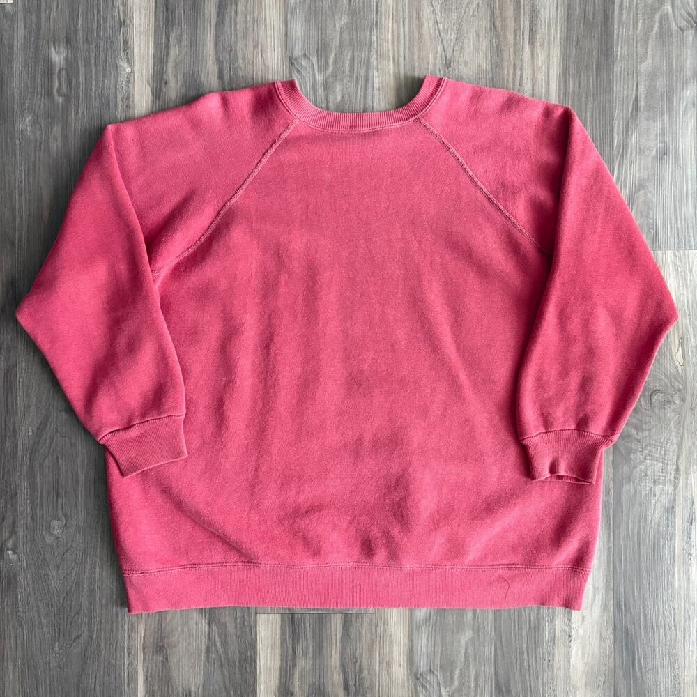 Vintage 1960s Sweatshirt Men's Size L Cotton Red Blank True Vintage Worn